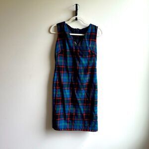 Vintage 1960s Aljean Canada 100% Wool Plaid Dress Small